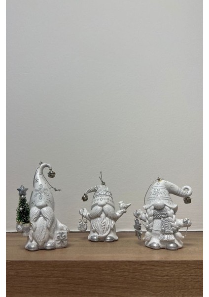 BeyazGri 10 cm Reçine Noel Baba - 1 Yılbaşı Süsü indirimleri