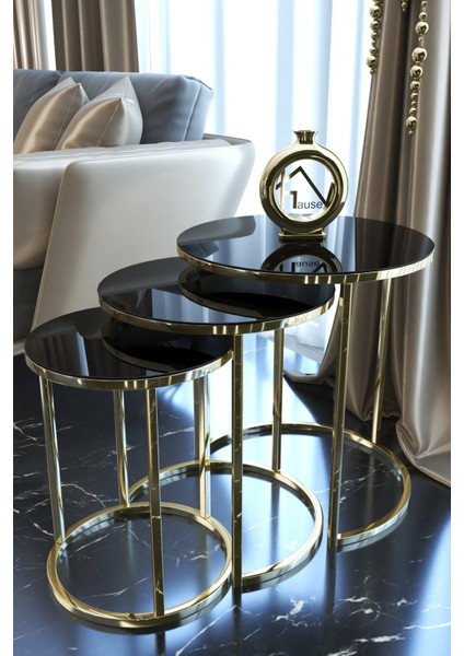 C Zigon Gold Metal Zigon Sehpa Kırılmaz Siyah Cam fiyatları