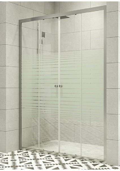 Duşakabin Ön Cephe 4mm Çizgili Cam Yükseklik 180CM