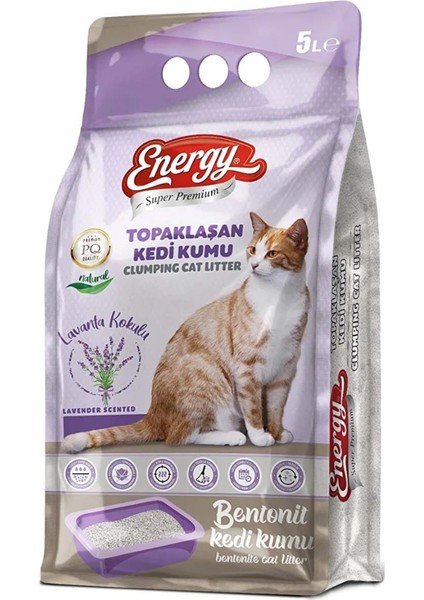 Pet Food Energy Super Premıum Energy Bentonit Kedi Kumu Lavanta Kokulu 5 Lt Özel Koli 2 Adet