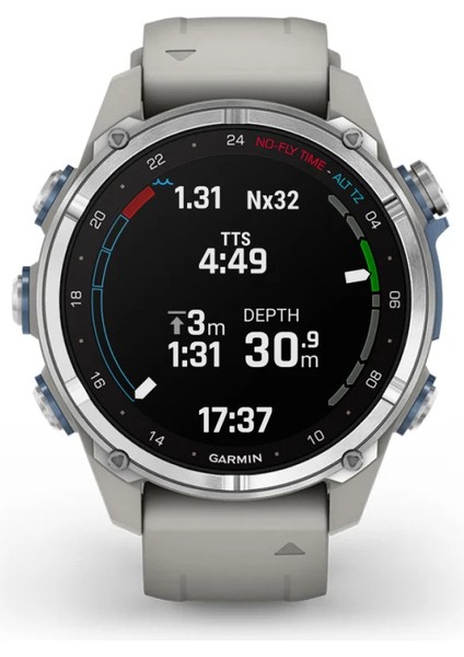 Descent Mk3 43 mm Paslanmaz Çelik Fog Gri Silikon Bantlı Akıllı Saat