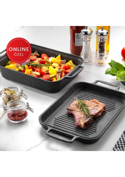 Famos Döküm Kapaklı Fırın Tepsisi Gri