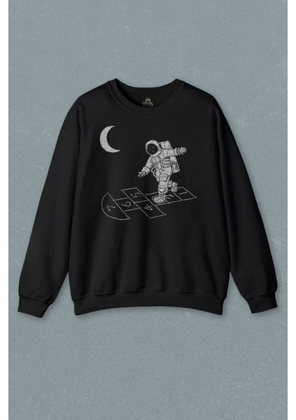 Uzayda Sek Sek Oyun Seksek Astronot Cosmos Baskılı Sweatshirt