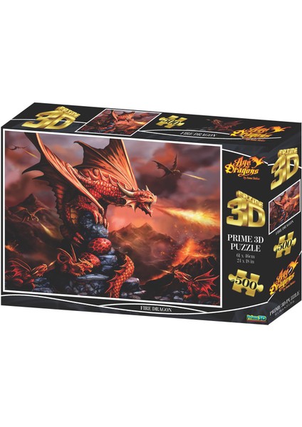 Prime 3D - Fire Dragon 500 Parça Yetişkin Puzzle 10090