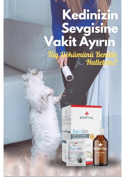 Kedi Deri Ve Tüy Sağlığı Seti Tüy Dökümü Önleyici Benitin + Fish Oil (Biotin ve Omega 3-6)