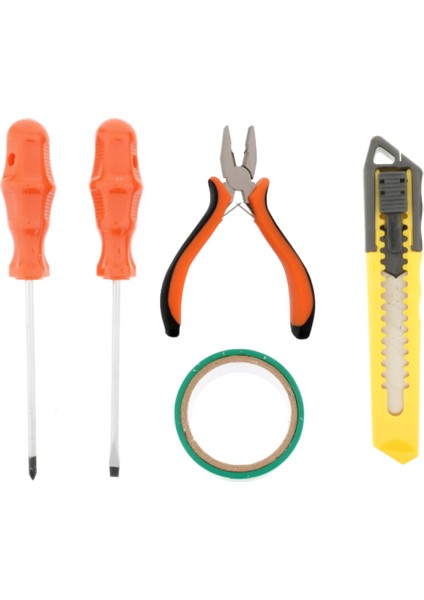 Yıldız Tornavida , Düz Tornavida , Mini Pense , Maket Bıçağı , Izole Bant Alet Seti 1001 5 Parça