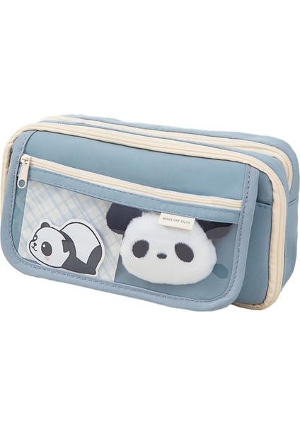 Büyük Kapasiteli Sevimli Panda Büyük Açılış Çevirmeli Çok Katmanlı Kalem Çantası (Yurt Dışından)