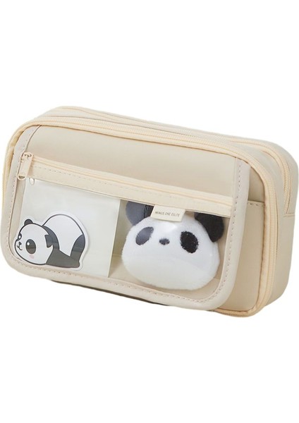 Büyük Kapasiteli Sevimli Panda Büyük Açılış Çevirmeli Çok Katmanlı Kalem Çantası (Yurt Dışından)