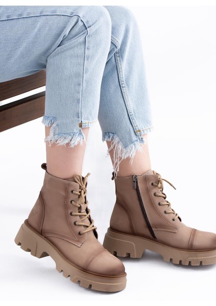 Tiara Kalın Taban Deri Kadın Bot 1670 Bej fiyatları