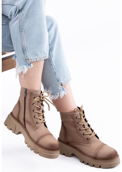 Tiara Kalın Taban Deri Kadın Bot 1670 Bej modelleri