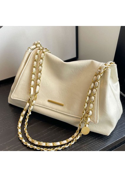 Kadınlar Için Popüler Retro Moda Büyük Kapasiteli Koltuk Altı Çantası 2023 Yeni Sonbahar ve Kış Basit Zincir Omuz Crossbody Çanta (Yurt Dışından)