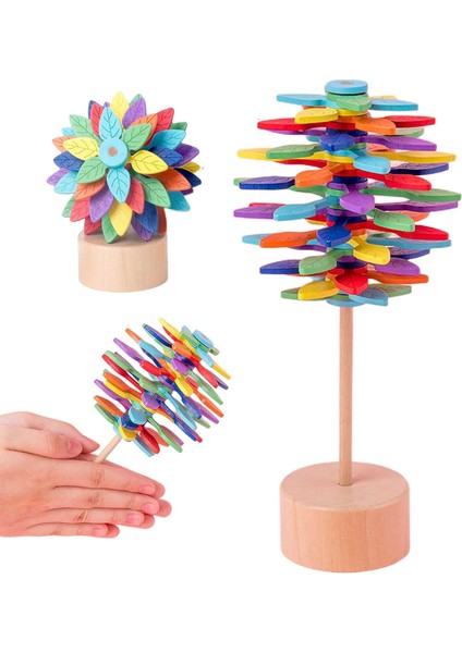 Ahşap Döndürmeli Lolipop Fidget Oyuncak - Mavi (Yurt Dışından)