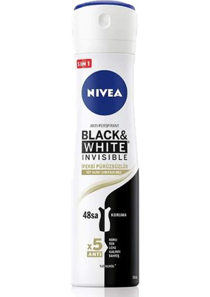 2 Adet Black&white Ipeksi Pürüzsüzlük Kadın Deodorant Sprey 150 ml modelleri