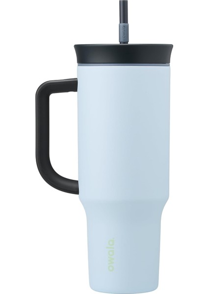 Dökülmeye Karşı Dayanıklı Kapaklı, Saman ve Taşıma Saplı 40 Oz Paslanmaz Çelik Üç Katmanlı Yalıtımlı Seyahat Bardak (Yurt Dışından)