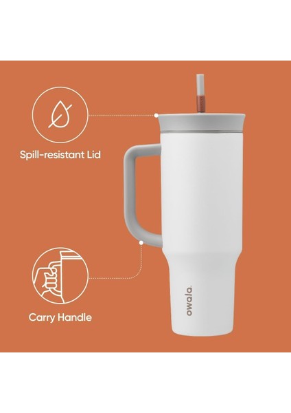 Dökülmeye Karşı Dayanıklı Kapaklı, Saman ve Taşıma Saplı 40 Oz Paslanmaz Çelik Üç Katmanlı Yalıtımlı Seyahat Bardak (Yurt Dışından) fırsatları