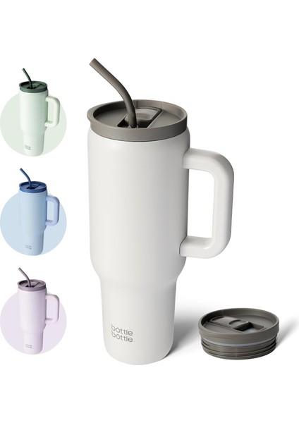 40 Oz Tumbler, Saplı ve Pipetli, Paslanmaz Çelik Vakumlu Seyahat Kupa (Yurt Dışından)