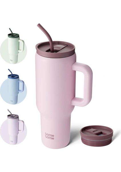 40 Oz Tumbler, Saplı ve Pipetli, Paslanmaz Çelik Vakumlu Seyahat Kupa (Yurt Dışından)