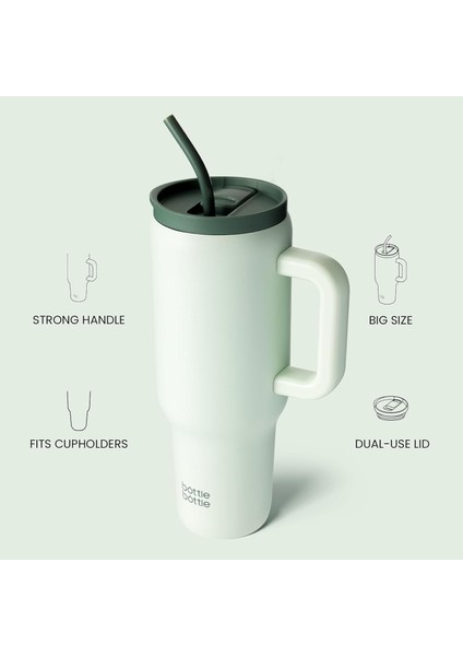 40 Oz Tumbler, Saplı ve Pipetli, Paslanmaz Çelik Vakumlu Seyahat Kupa (Yurt Dışından) indirimleri