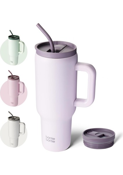 40 Oz Tumbler, Saplı ve Pipetli, Paslanmaz Çelik Vakumlu Seyahat Kupa (Yurt Dışından)