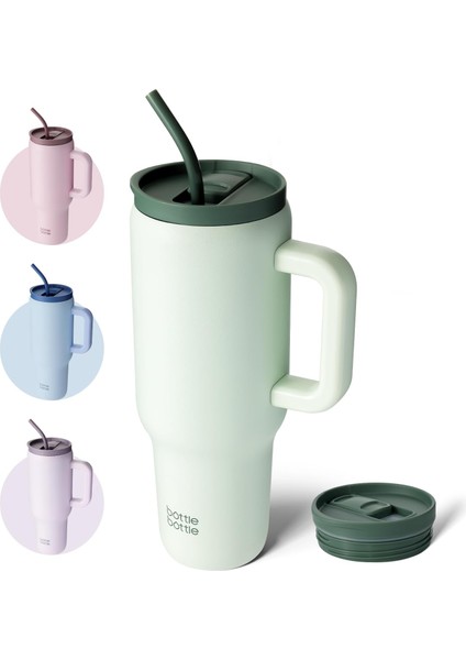 40 Oz Tumbler, Saplı ve Pipetli, Paslanmaz Çelik Vakumlu Seyahat Kupa (Yurt Dışından)