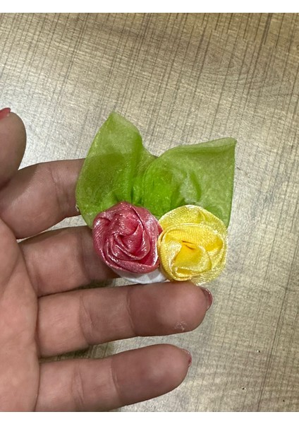 5x5 cm Renkli Çiçekli Yapraklı Broş Yaka Iğnesi Türban Iğnesi