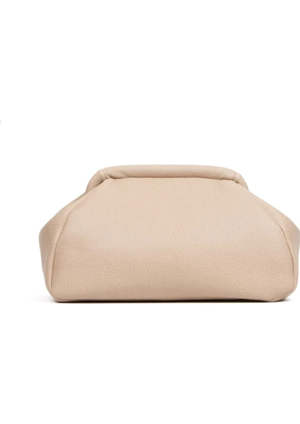 Kadın Trend Bej Deri Clutch Portföy Çanta