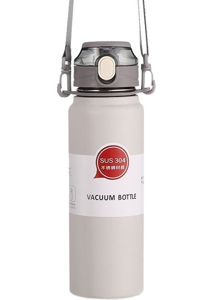 304 L Çelik Gri 800 ml Askılı ve Pipetli Matara Suluk CIN411GR-8
