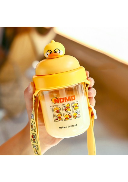 Jiji Domuz Saman Su Bardağı Yüksek Değerli Öğrenci Su Bardağı Taşınabilir Açık Süt Çay Bardağı Çok Ördek 430ML (Yurt Dışından)