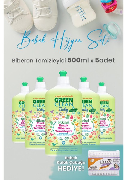 Baby Bitkisel Biberon Emzik Temizleyici 500 ml x 5 Adet ve Hediyeli