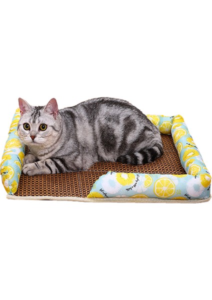 Rattan Mat Şifreli Köpek Evi Liang Mat Nest-Limon Sarı-L (Yurt Dışından)