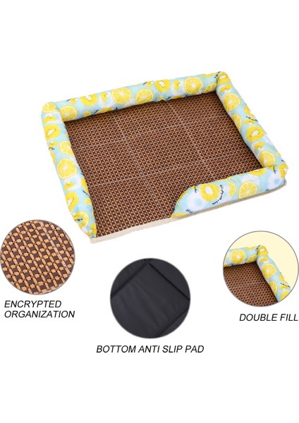 Rattan Mat Şifreli Köpek Evi Liang Mat Nest-Limon Sarı-L (Yurt Dışından)