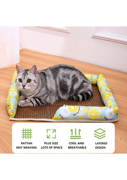 Rattan Mat Şifreli Köpek Evi Liang Mat Nest-Limon Sarı-L (Yurt Dışından)