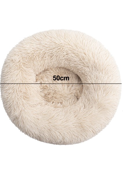 Peluş Yuvarlak Evcil Hayvan Yuvası - Açık Kahverengi - Çap 50CM (Yurt Dışından)