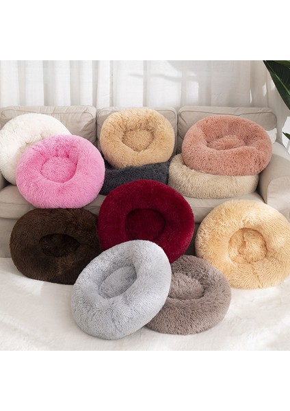 Peluş Yuvarlak Evcil Hayvan Yuvası - Açık Kahverengi - Çap 50CM (Yurt Dışından)