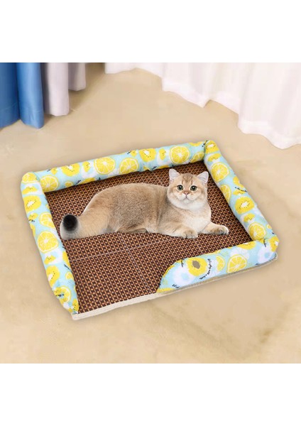 Rattan Mat Şifreli Köpek Evi Liang Mat Nest-Limon Sarı-L (Yurt Dışından)