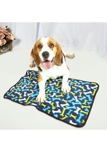 Pet Çift Taraflı Peluş Battaniye-Mavi Kemik BATTANIYE-L(40*32CM) (Yurt Dışından) indirimleri