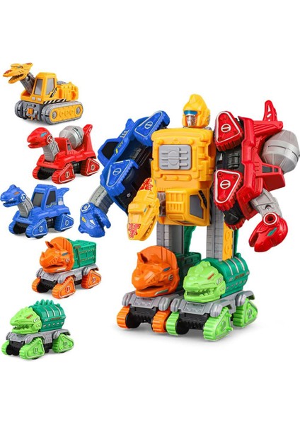 Kutulu 5'li Metal Dinazor Seti 0783-360, 1 Robotta 5 Dinozor Oyuncak