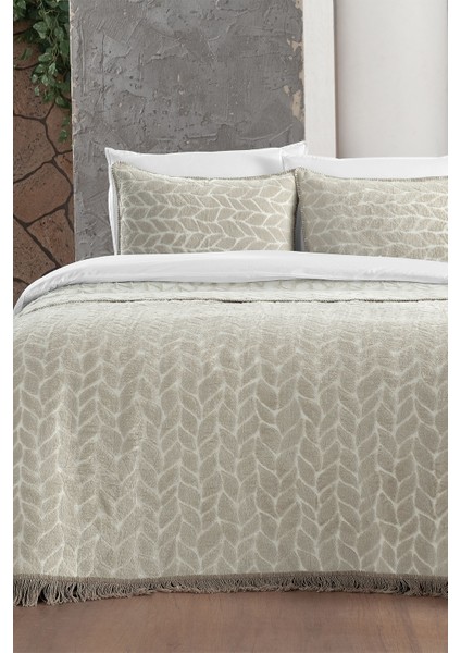 Virgo Bej Çift Kişilik Yastık Kılıflı Battaniye/yatak Örtüsü Seti 220*240 cm