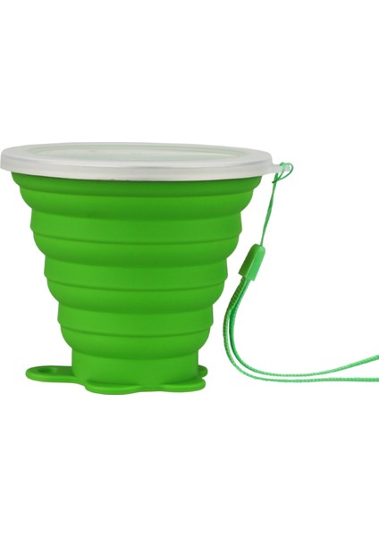Silikon Katlanabilir Seyahat Kupası - Kapaklı Silikon Katlanır Kamp Bardağı - Genişletilebilir Içme Bardağı Seti - Taşınabilir, Dereceli [9.2oz] (Yeşil) (Yurt Dışından)