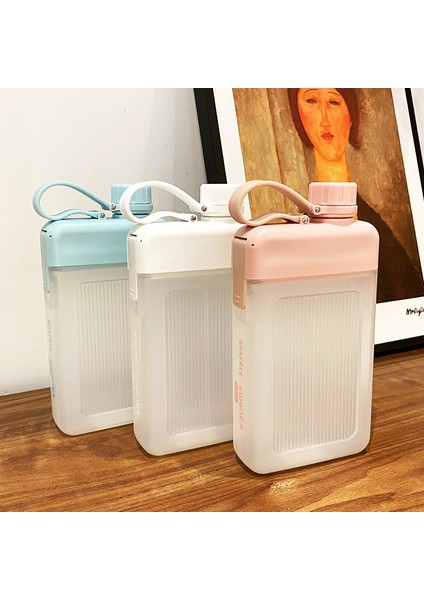 Su Bardağı Düz Taşınabilir Kare Su Bardağı Açık Seyahat Taşınabilir Cep Su Şişesi Yaratıcı Düz Spor Su Şişesi Basit Siyah 450 ml (Yurt Dışından)