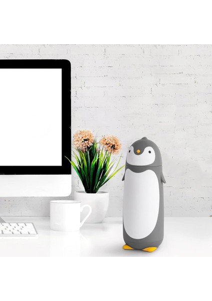 Penguen Paslanmaz Çelik Vakum Termos Seyahat Kupa Çay Su Şişesi Kahve Şişesi (Gri) (Yurt Dışından) fırsatları