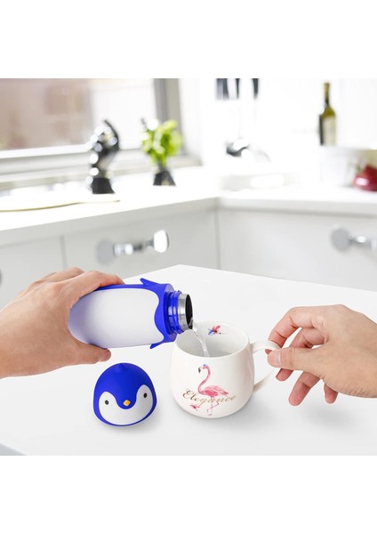 Penguen Paslanmaz Çelik Vakum Termos Seyahat Kupa Çay Su Şişesi Kahve Şişesi (Mavi) (Yurt Dışından) fiyatları