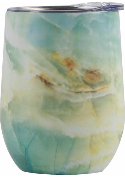 Yumurtalık Paslanmaz Çelik Yaratıcı U Şeklinde Kırmızı Şarap Termos Bardak Büyük Göbek 12OZ Yumurta Kabuğu Bardak Yıldız Akik Yeşili (Yurt Dışından)