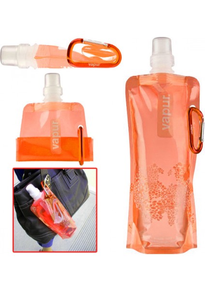 Taşınabilir Ultralight Katlanabilir Silikon Katlanır Su Şişesi Su Torbası Açık Spor Malzemeleri Yürüyüş Kamp Yumuşak Matara Su Torbası (Turuncu) (Yurt Dışından)