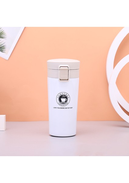 Sıçrama Kapak Paslanmaz Çelik Kahve Fincanı Çift Katmanlı Büyük Kapasiteli Araba Kupa Tatil Hediyesi, 380 ml (Yurt Dışından)