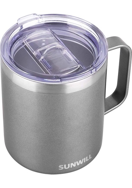 14 Oz Kahve Kupa, Kapaklı Vakum Yalıtımlı Kamp Kupa, Çift Duvar Paslanmaz Çelik Seyahat Tumbler Bardak, Kahve Termosu Dış Mekan, Gri (Yurt Dışından)