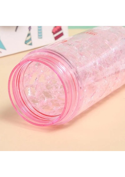 Net Kırmızı Yaratıcı Kola Can Su Bardağı Çift Katmanlı Plastik Pipetli Bardak Öğrenci Taşınabilir Ezilmiş Buz Bardağı Soda Bardağı Spor Su Şişesi (Pembe) (Yurt Dışından) modelleri