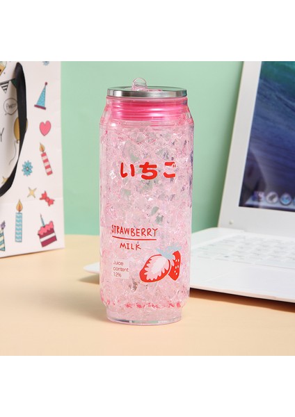 Net Kırmızı Yaratıcı Kola Can Su Bardağı Çift Katmanlı Plastik Pipetli Bardak Öğrenci Taşınabilir Ezilmiş Buz Bardağı Soda Bardağı Spor Su Şişesi (Pembe) (Yurt Dışından) fırsatları