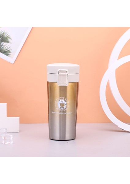 Sıçrama Kapak Paslanmaz Çelik Kahve Fincanı Çift Katmanlı Büyük Kapasiteli Araba Kupa Tatil Hediyesi, 380 ml (Yurt Dışından)