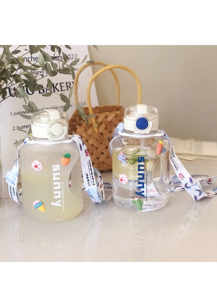 Süper Büyük Kapasiteli Spor Su Bardağı Kızlar Yoga Şişesi Şişe Net Kırmızı Ton Varil Yüksek Değerli Uzay Kupası Şeffaf Toz 1000 ml (Yurt Dışından)